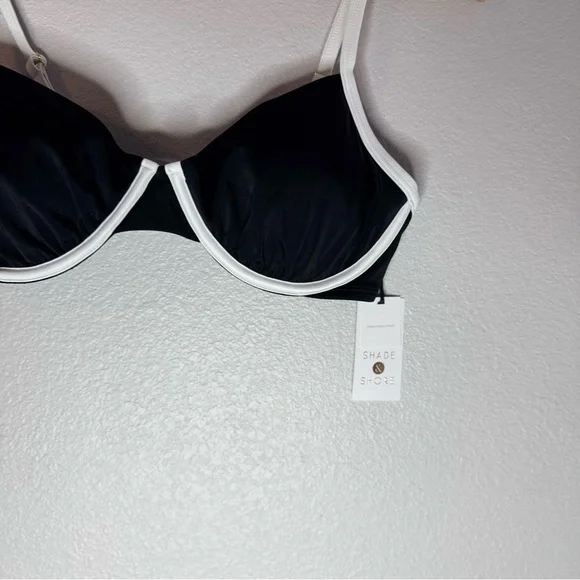 New Shade & Shore Black and White Women's Swim Top 34D UnderWire - Picture 5 of 6